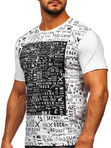 T-shirt homme en coton blanc avec imprimé Bolf 1173