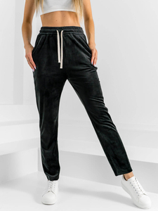 Femme Pantalon de sport en velours Noir Bolf W7626