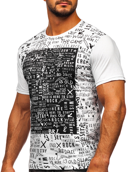 T-shirt homme en coton blanc avec imprimé Bolf 1173