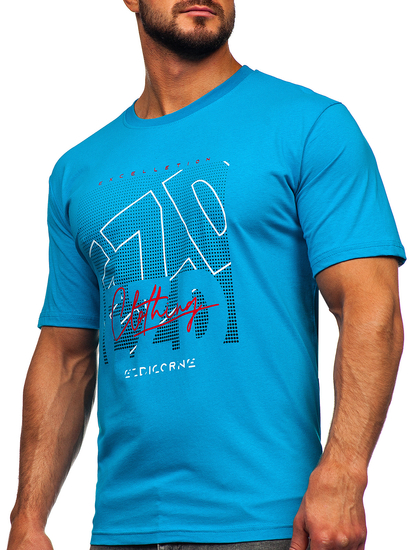 Tee-shirt en coton pour homme turquoise Bolf 14748
