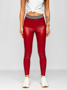 Legging en simili cuir pour femme rouge Bolf MY16572