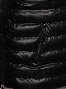 Blouson d'hiver en cuir matelassé pour homme noir Bolf 0021