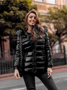 Blouson d'hiver matelassé à capuche pour femme noir Bolf B9583