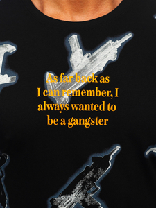 Homme T-shirt imprimé en coton Noir Bolf MPO3471