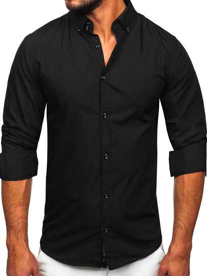 La chemise élégante avec les manches longues pour homme Noir Bolf 5821-1
