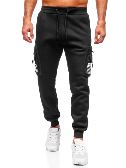 Homme Pantalon jogger cargo chaud Noir Bolf K22