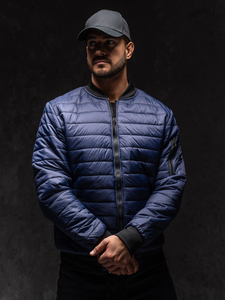 Homme Blouson de transition bomber matelassé Bleu foncé Bolf MY-02A1