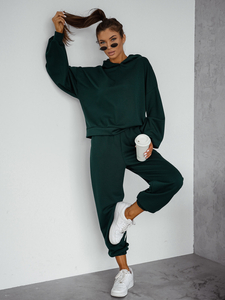 Ensemble de sweat-shirt à capuche deux pièces femme rose bouteille Bolf 525