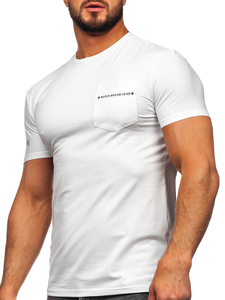 Tee-shirt imprimé avec petite poche pour homme blanc Bolf MT3044