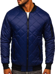 Blouson bomber de transition matelassé pour homme bleu foncé Bolf MY-01A
