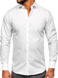 Chemise élégante à manche longue slim fit pour homme blanche Bolf MS13