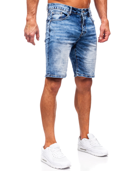 Le short en jean pour homme bleu foncé Bolf RJ933