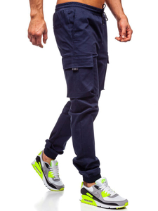 Bleu foncé pantalon jogger cargo pour homme Bolf 701  