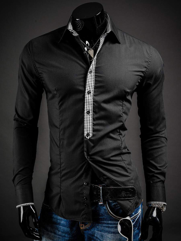 Chemise homme habillée à manches longues noire Bolf 0939A