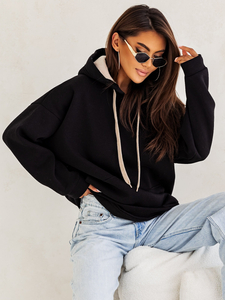 Sweat à capuche kangourou pour femme noir Bolf 82131