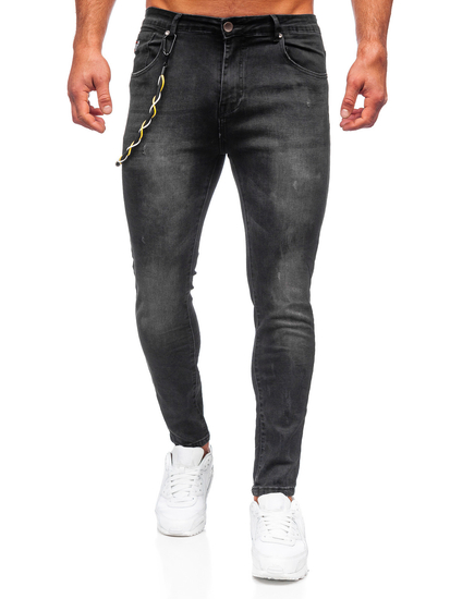 Pantalon en jean regular fit pour homme noir Bolf TF098