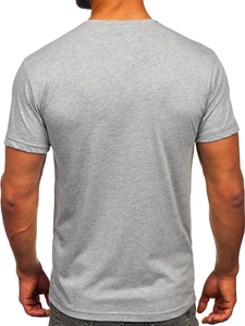 T-shirt gris uni col V pour homme Bolf 192131