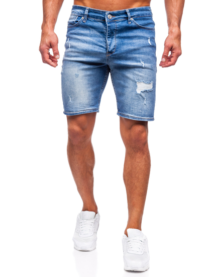 Homme Pantalon court en jean Bleu foncé Bolf 0458