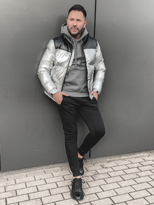 Blouson d'hiver matelassé pour homme argent Bolf 1188