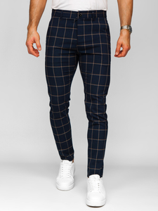 Homme Pantalon élégant à carreaux Bleu foncé Bolf 184177