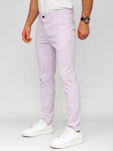 Homme Pantalon élégant à carreaux Violet Bolf 184143