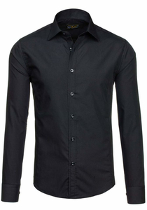 Chemise élégante noire à manches longues pour homme Bolf 1703