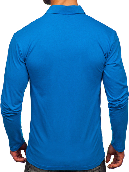 Homme Polo en coton à manches longues Bleu Bolf 5119