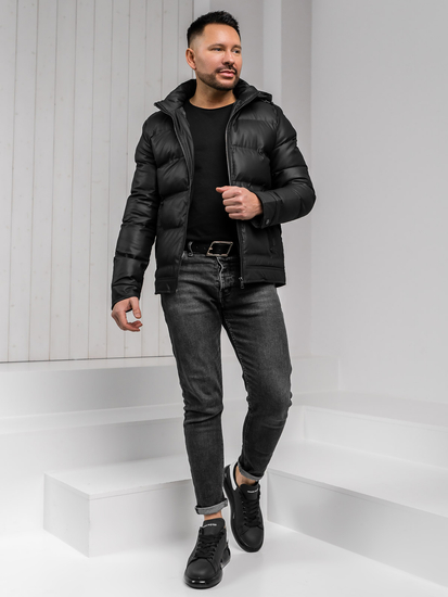 Homme Blouson d'hiver à capuche Noir Bolf 22M327A1