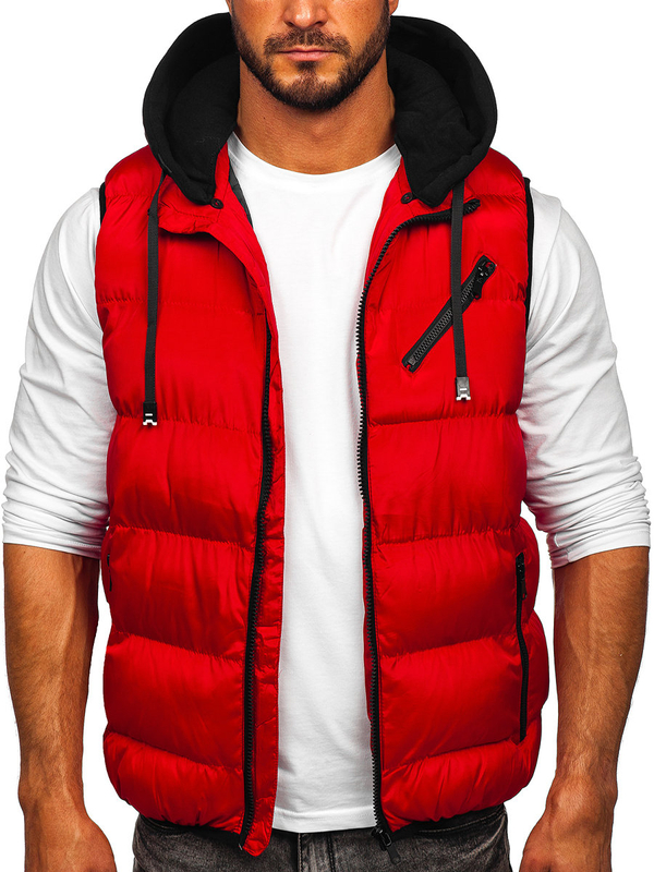 Gilet à capuche épais matelassé pour homme rouge Bolf 7126