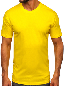 T-shirt uni en coton jaune pour homme Bolf 192397