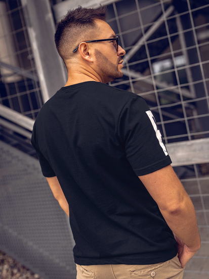 Tee-shirt imprimé pour homme noir Bolf 1180A