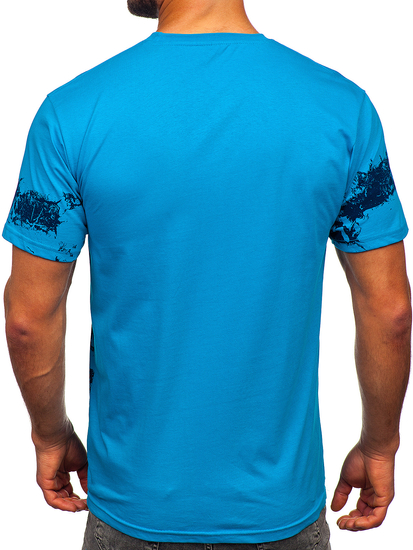 Tee-shirt en coton pour homme turquoise Bolf 14723
