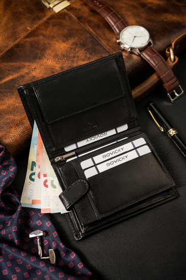 Homme Portefeuille en cuir Noir 25912