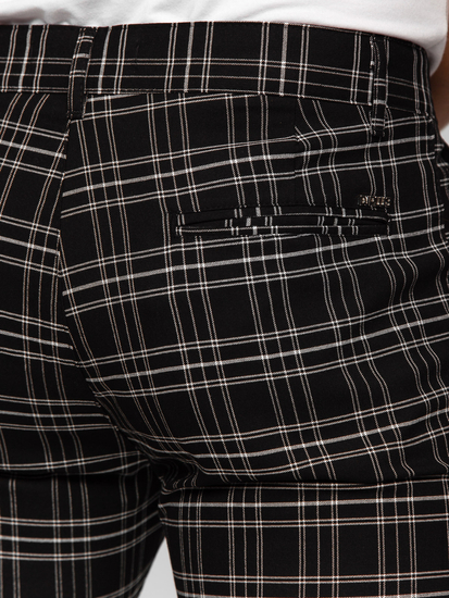 Homme Pantalon élégant à carreaux Noir Bolf 184166