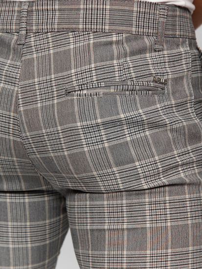 Homme Pantalon élégant à carreaux Gris Bolf 184171