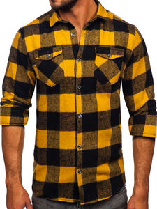 Chemise en flanelle à manche longue pour homme camel Bolf 20723