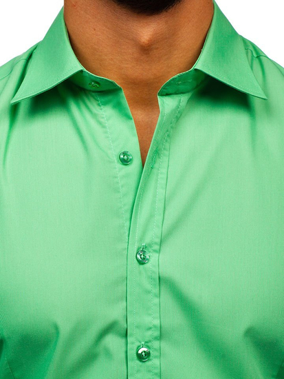 Chemise élégante vert menthe à manches longues pour homme Bolf 1703