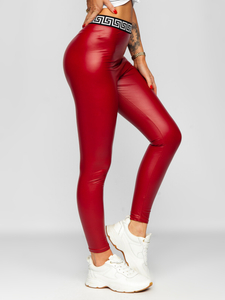 Legging en simili cuir pour femme rouge Bolf MY16572
