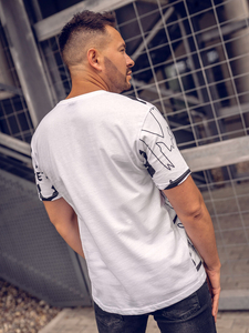 T-shirt homme en coton blanc avec imprimé Bolf KS1972A