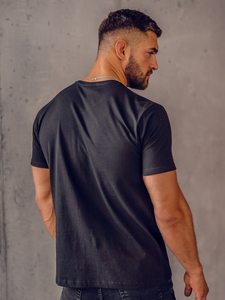 T-shirt noir uni col V pour homme Bolf 192131A