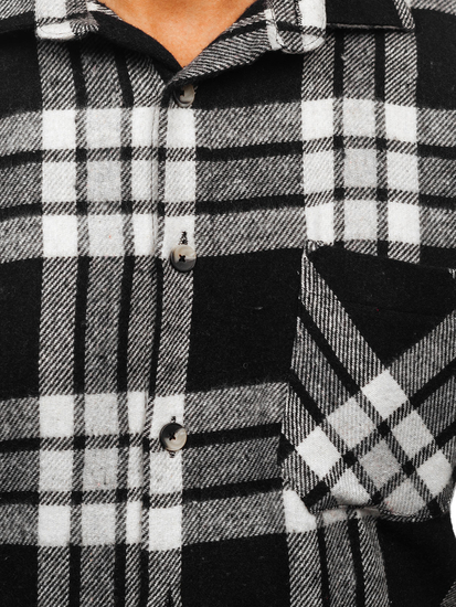 Homme Chemise en flanelle à carreaux et manches longues Blanc-Noir Bolf 2025-3