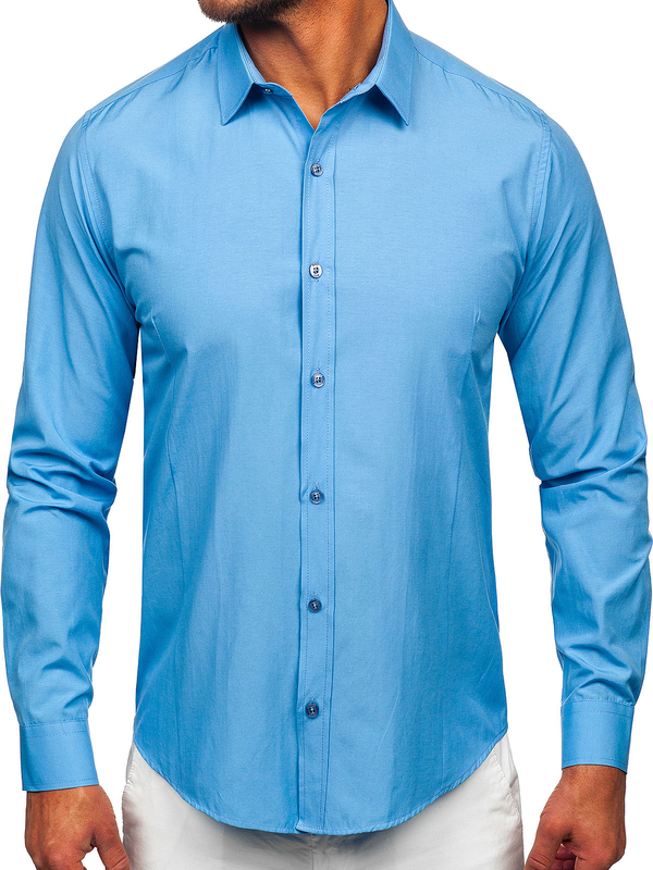Chemise élégante bleu clair à manches longues pour homme Bolf 1703