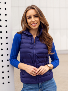 Gilet matelassé pour femme bleu foncé Bolf 23077