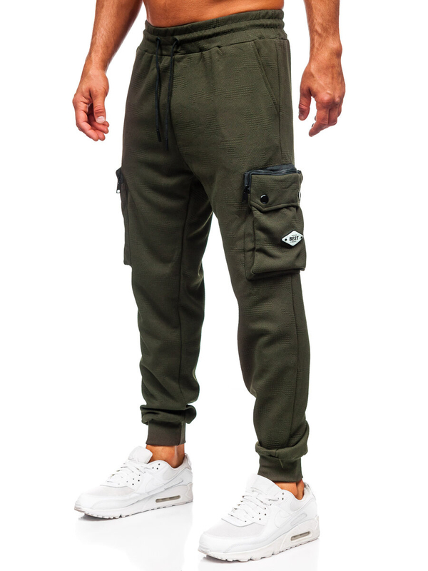Femme Pantalon de jogging cargo Vert Bolf K17