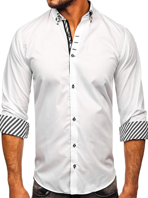 Chemise à manche longue pour homme blanche Bolf 3762