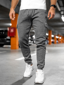 Homme Pantalon jogger cargo épais Gris Bolf JX8715A