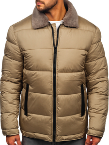 Homme Blouson d'hiver matelassé avec fourrure Beige Bolf 31M5010