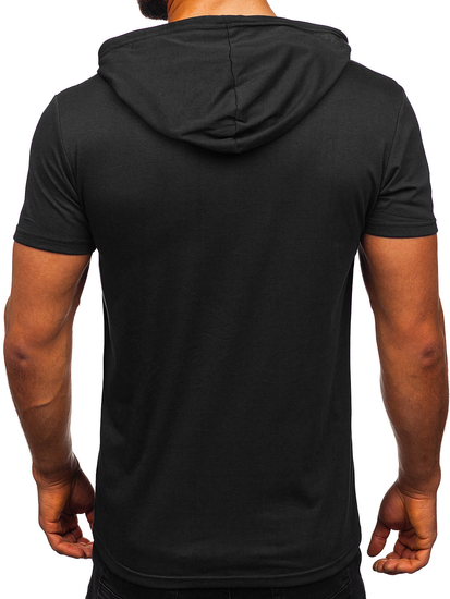 Tee-shirt sans imprimé à capuche pour homme noir Bolf 8T89