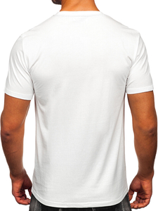 Homme T-shirt imprimé en coton Blanc Bolf MPO3538